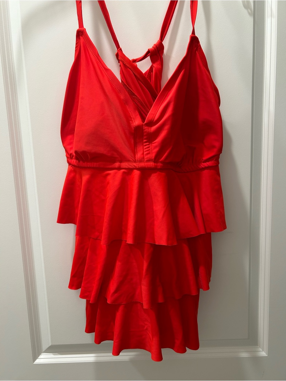 Catalina Red Tiered Ruffle Bikini Swimdress